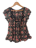 Candies Floral Ruffle Blouse Short Sleeves
