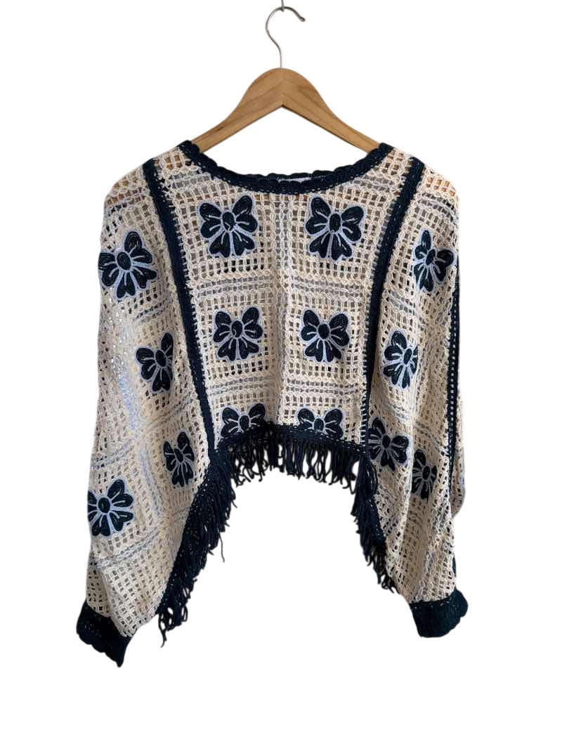 House of Harlow Crochet Fringe Long Sleeves