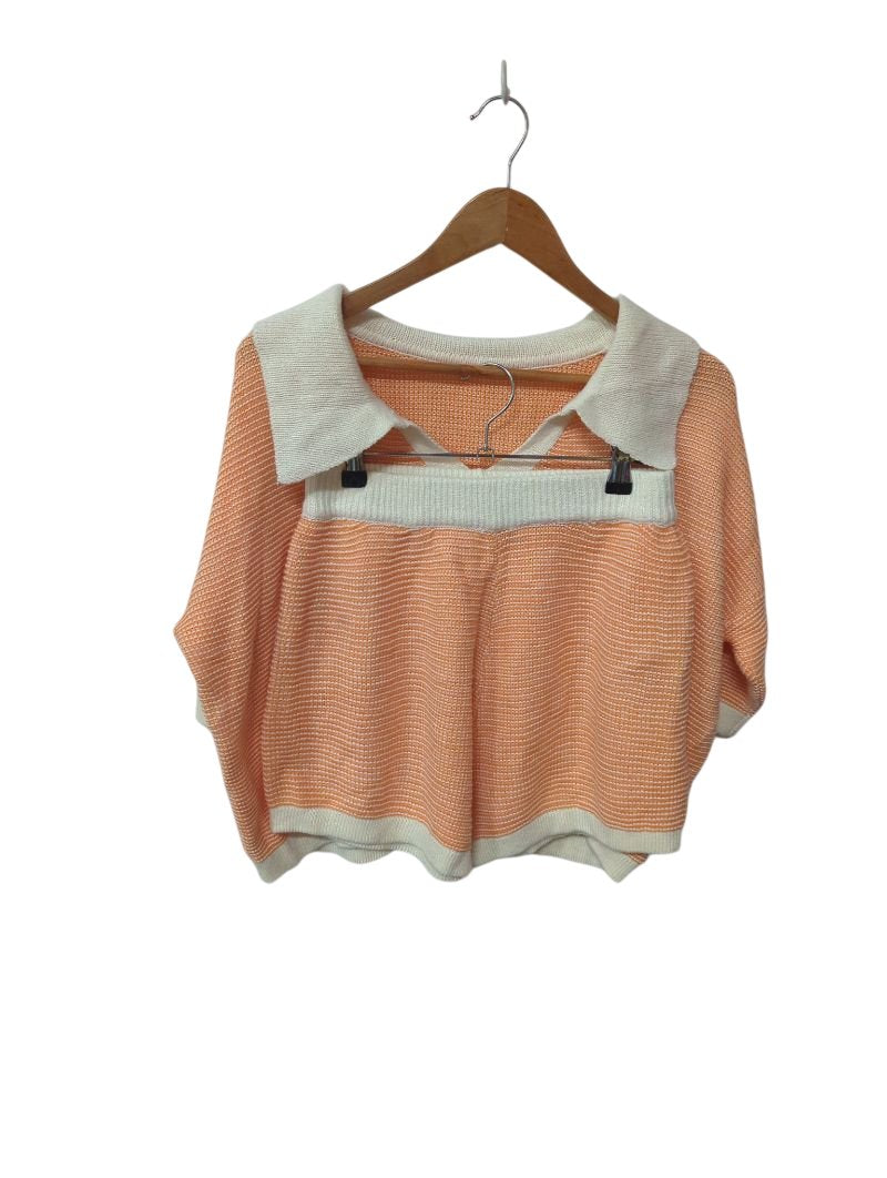Collared Knit Top Set