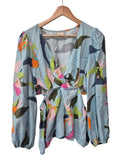 A New Day Wrap Floral Blouse Long Sleeves
