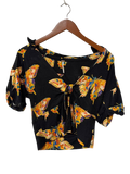 Free People Tie-Front Blouse Short Sleeves