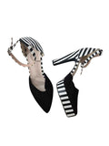 Striped Ankle Strap Heels