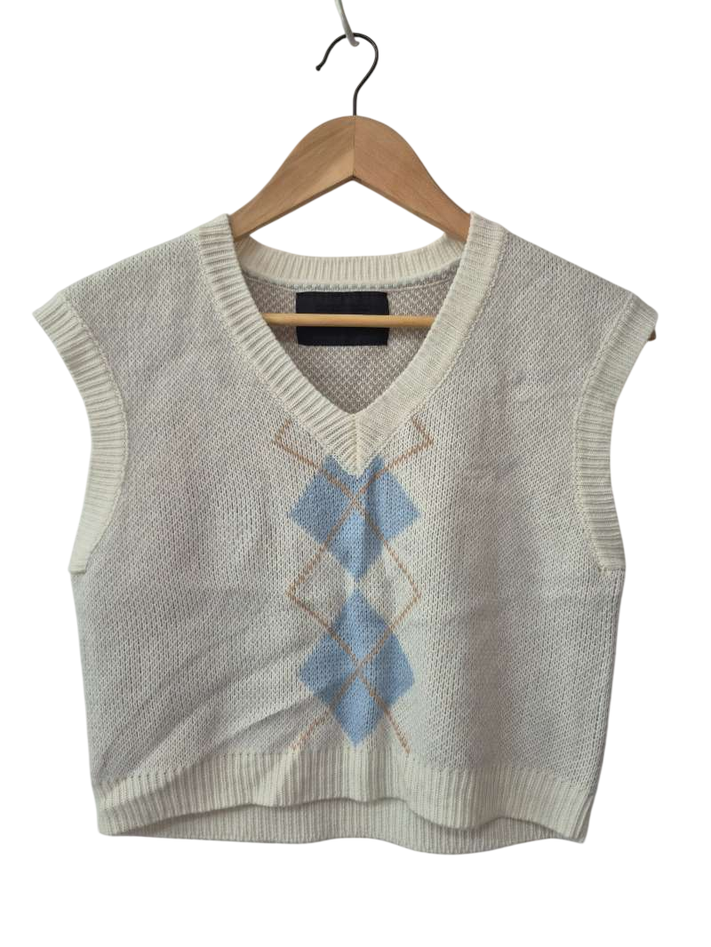 Boohoo Argyle Knit Tank Tanks
