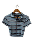 Forever 21 Striped Zip-Up Short Sleeves