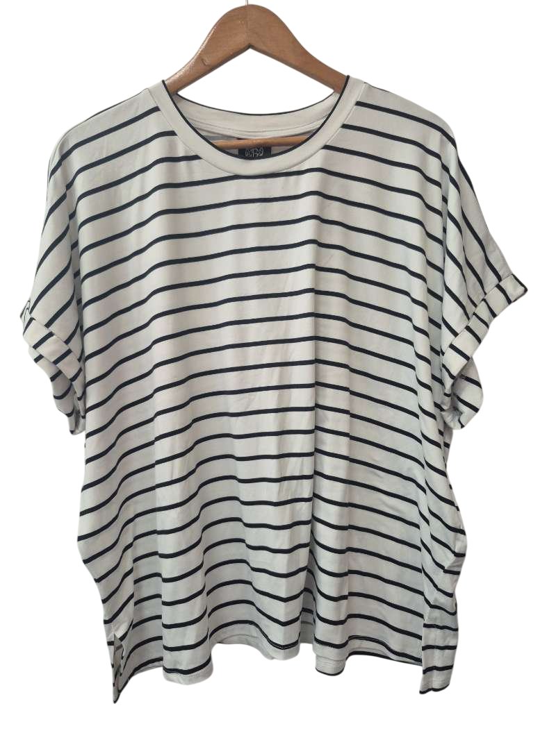 Bobeau Striped Loose Fit Short Sleeves