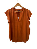 Adrianna Papell Ruffled V-Neck Short Sleeves