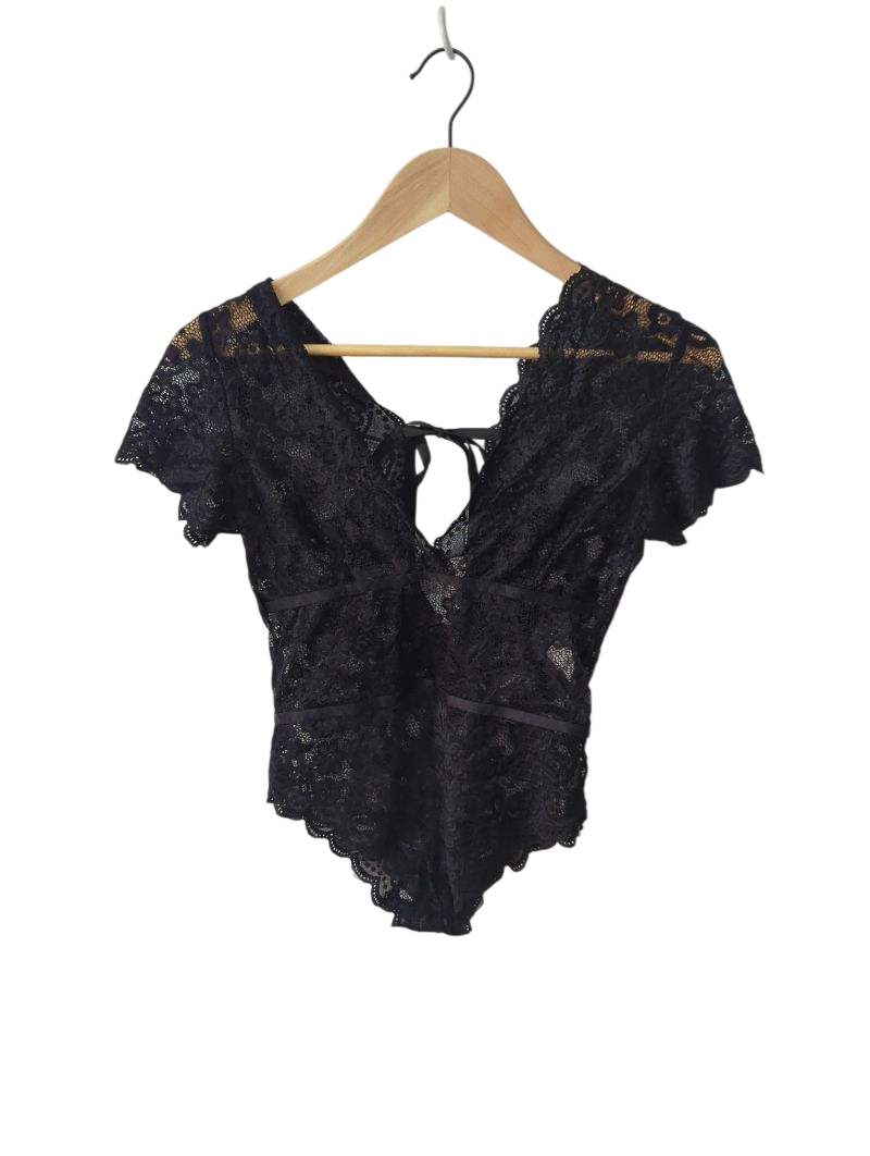 Lace Tie-Front Bodysuit