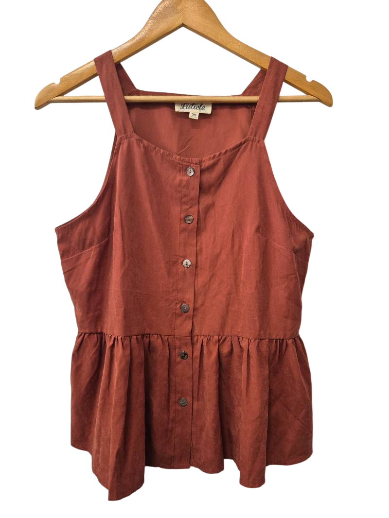 Listicle Button-Front Peplum Tanks