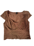 Wild Fable Lace Cropped Top Short Sleeves