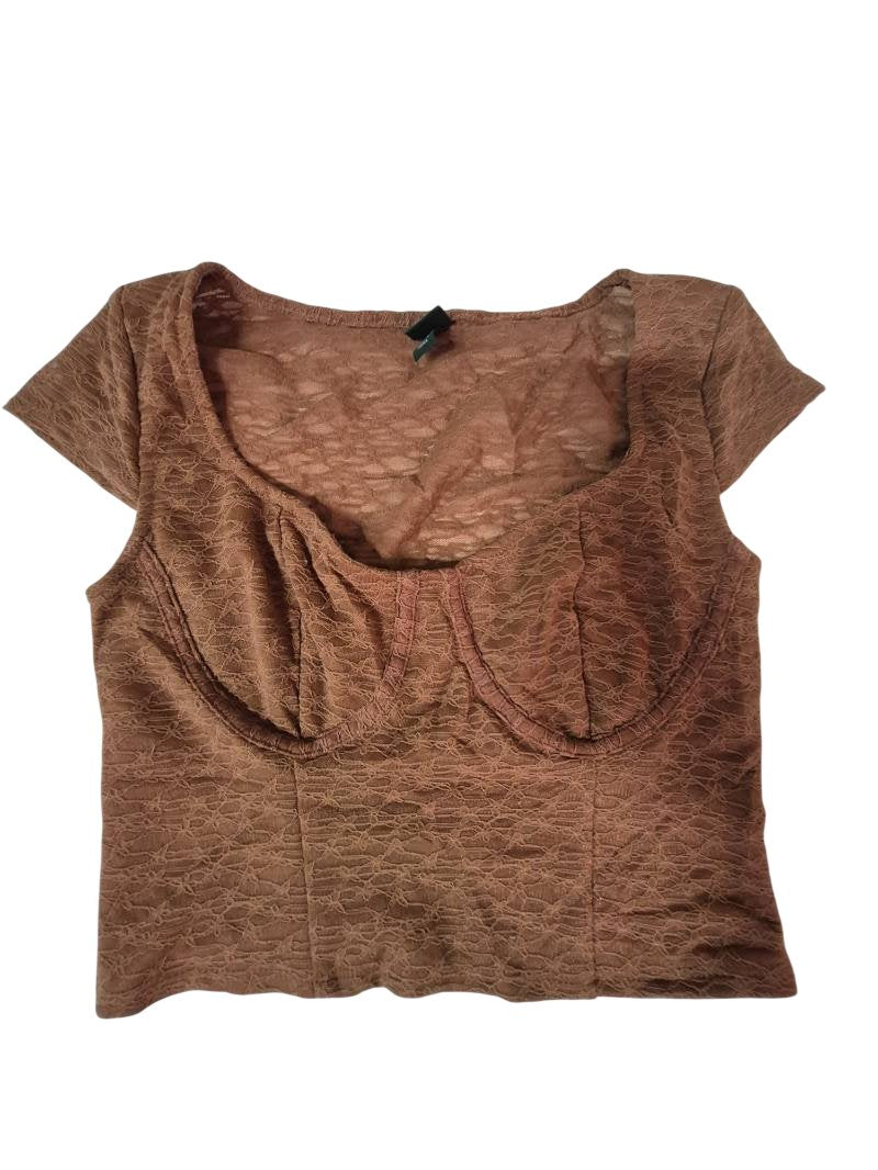 Wild Fable Lace Cropped Top Short Sleeves