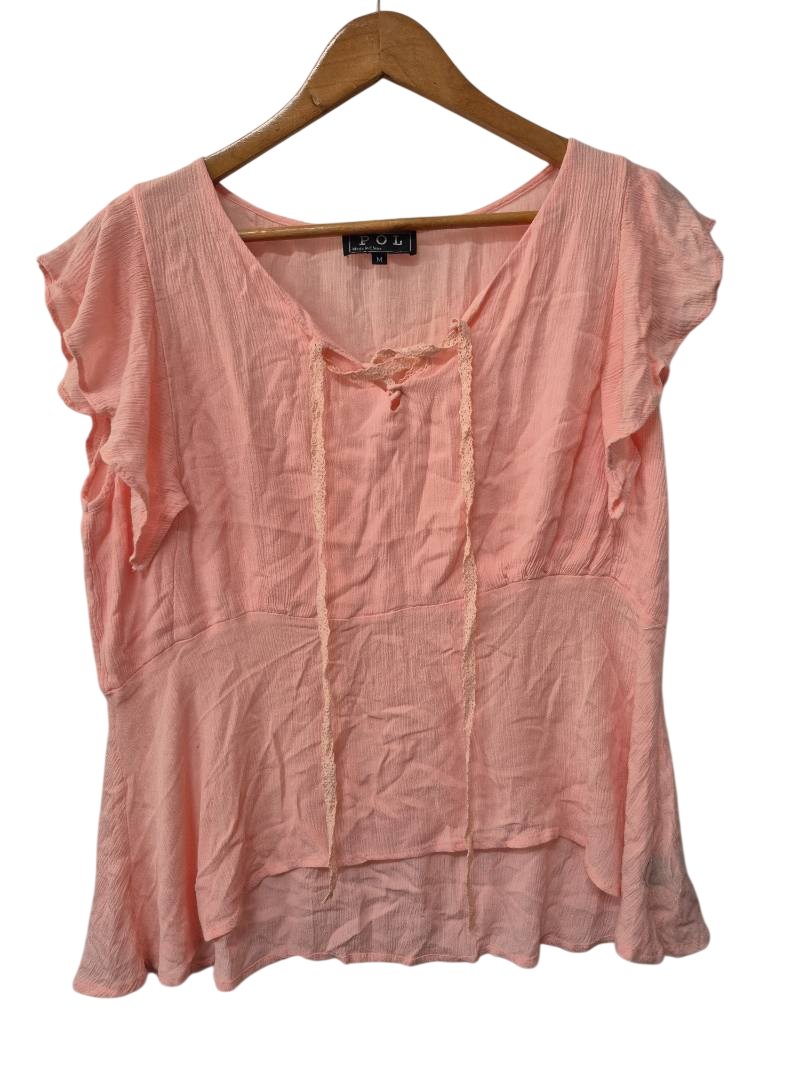 POL Tie-Front Blouse Short Sleeves
