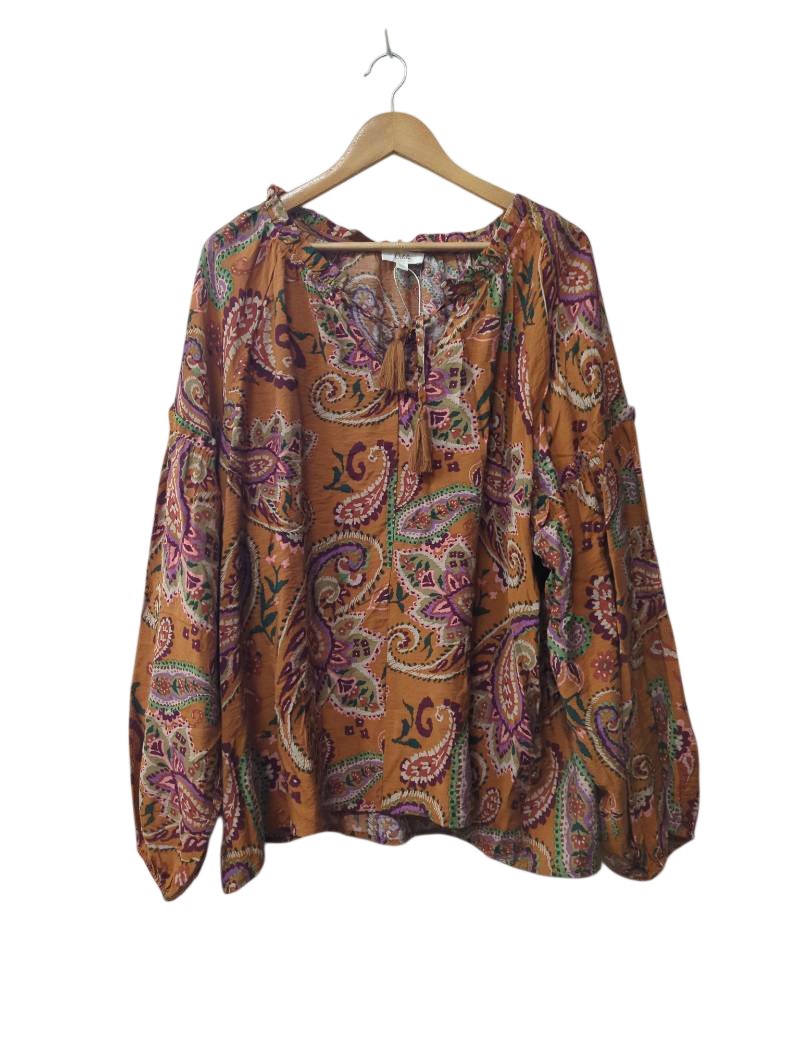 Oddi Paisley Boho Blouse Long Sleeves