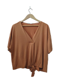 Lush Tie-Front Top Short Sleeves