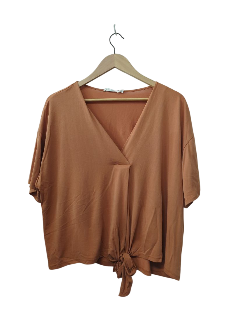 Lush Tie-Front Top Short Sleeves