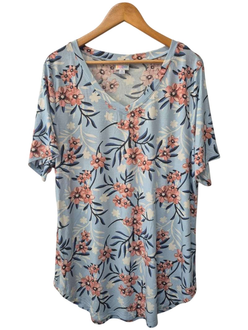 Lula Roe Floral V-Neck Short Sleeves