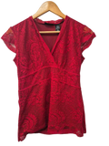 New York Company Lace V-Neck Short Sleeves