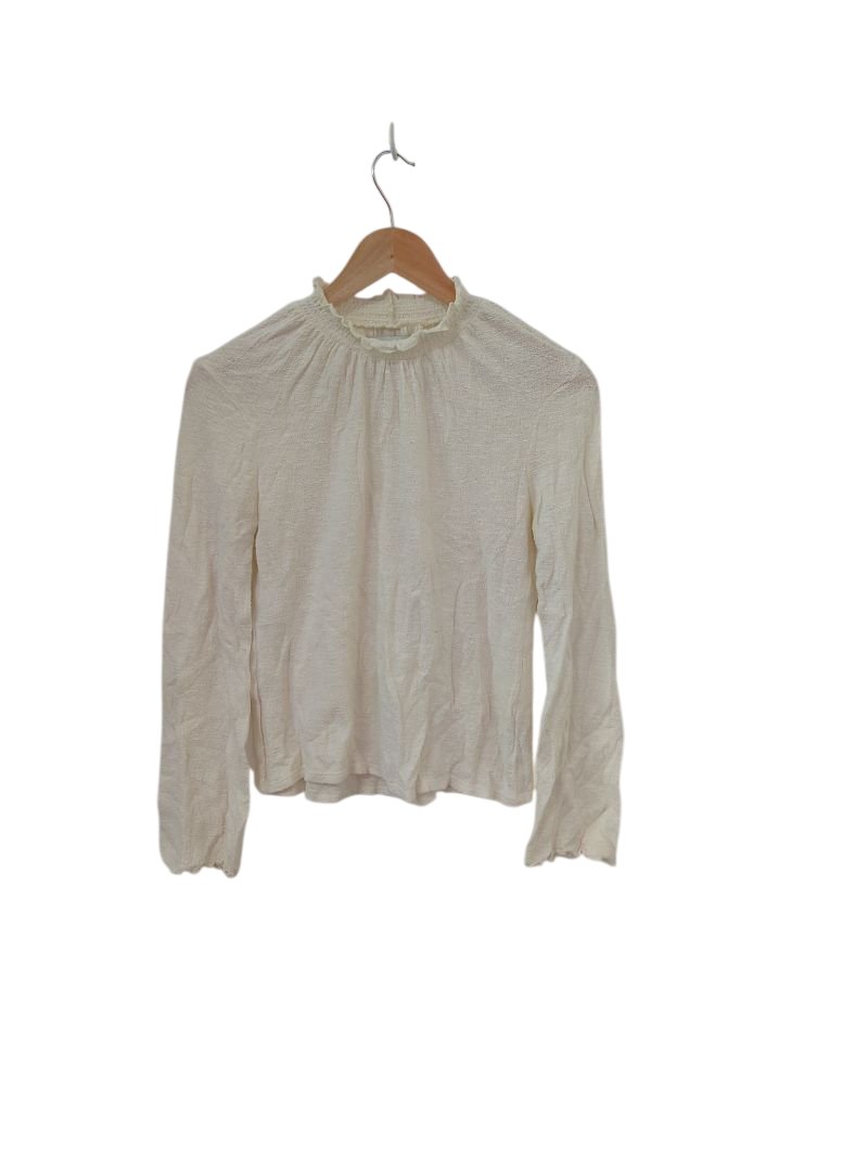Texture & Thread Ruffled High Neck Long Sleeves
