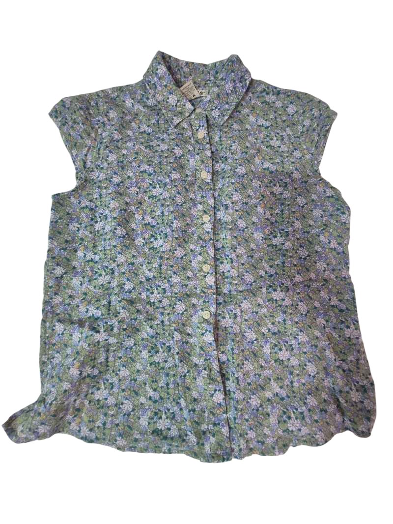 Orvis Floral Sleeveless Blouse Vintage