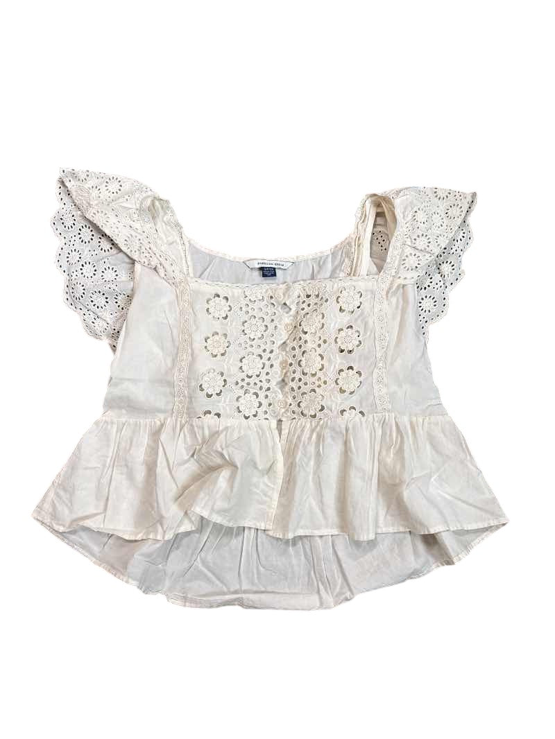 American Eagle Eyelet Ruffle Top Short Sleeves
