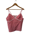 Pink Edited Gingham Lace-Trim Tanks