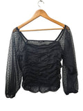 Ambiance Ruched Sheer Blouse Long Sleeves