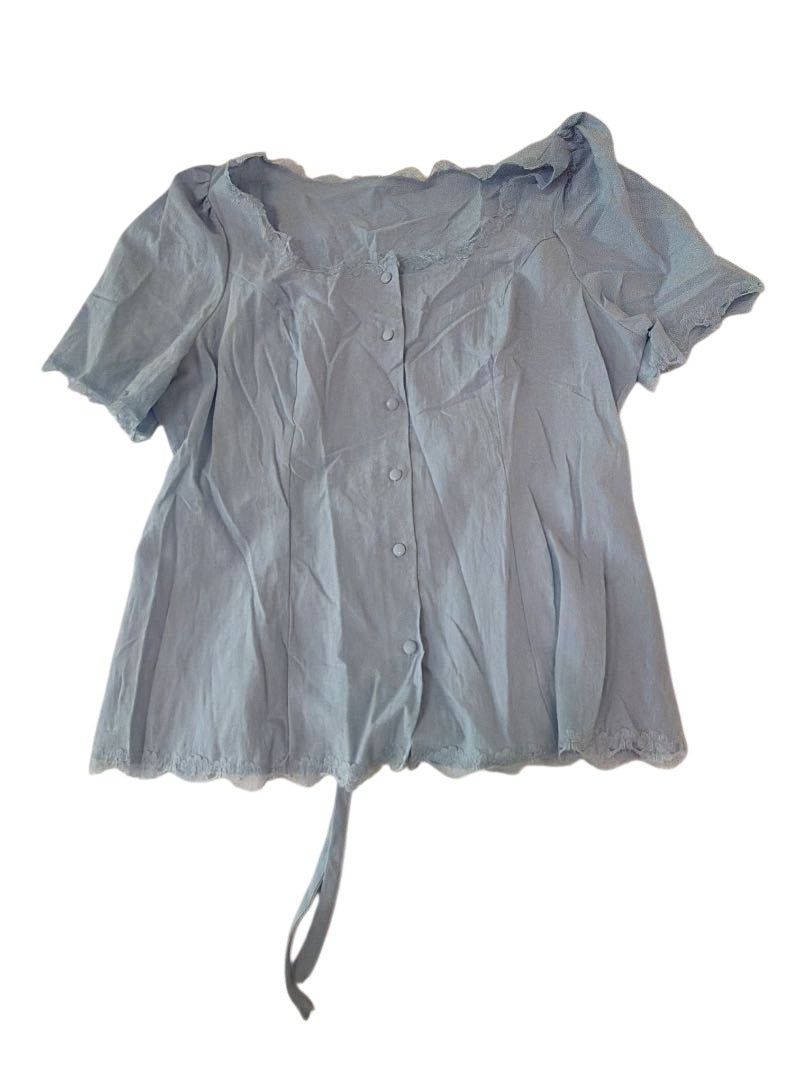 SHEIN Button Front Blouse Short Sleeves