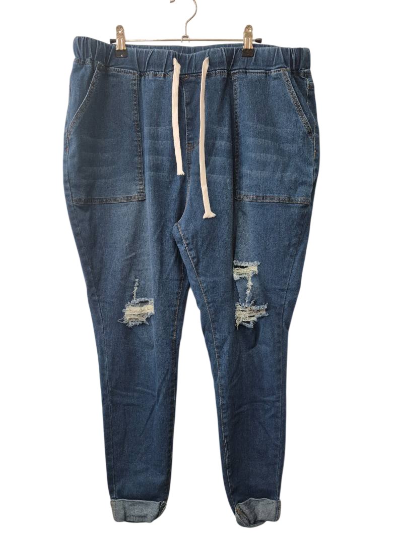 Shein Drawstring Distressed Jeans