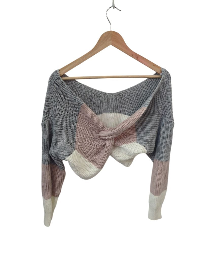 SHEIN Twist Back Sweater Long Sleeves