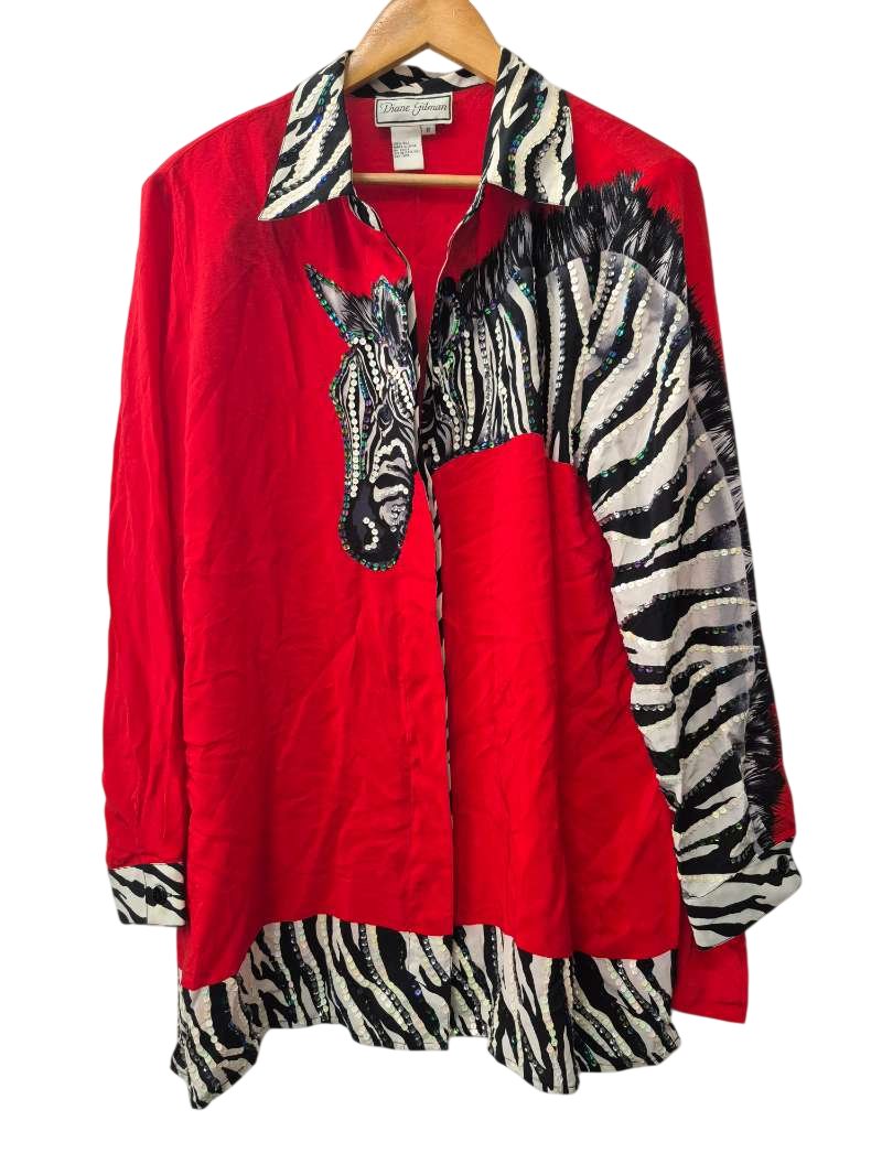 Diane Gilman Zebra Print Blouse Vintage