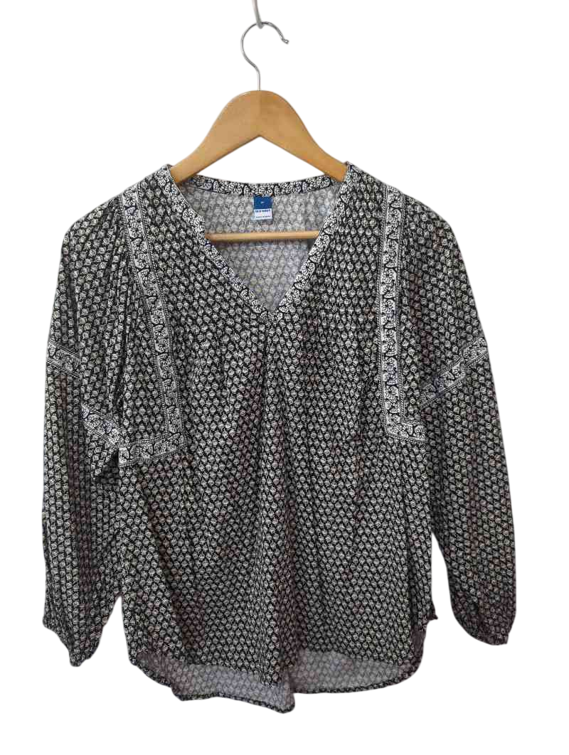 Old Navy  V-Neck Printed Blouse Long Sleeves