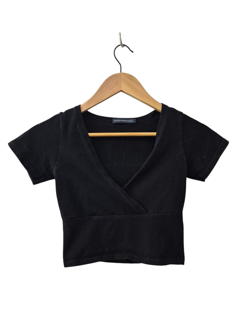 Brandy Melville V-Neck Cropped Short Sleeves