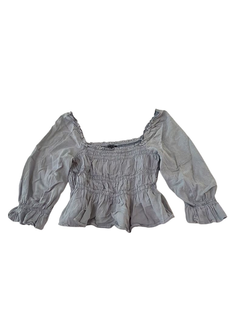 Who What Wear Smocked Peplum Long Sleeves