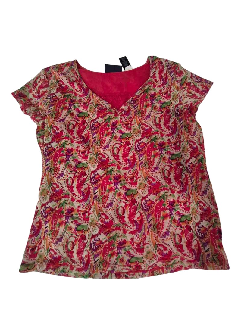 Crazy Horse V-Neck Floral Short Sleeves