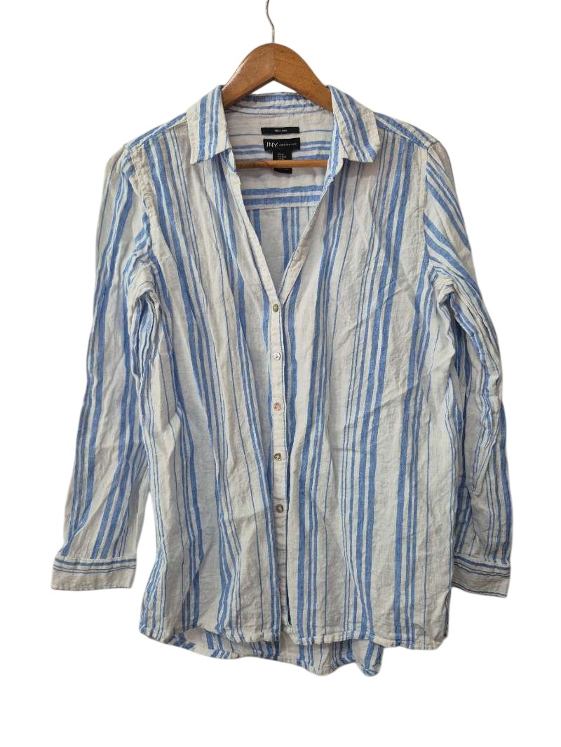 JNY Striped Button-Down Long Sleeves
