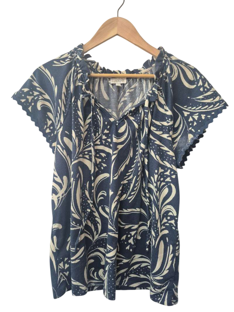 Luxology Printed V-Neck Short Sleeves