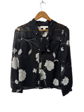 Monteau Floral Sheer Blouse Long Sleeves