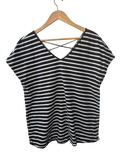 Elegant Tees Striped V-Neck Short Sleeves