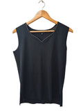 Ming Wang Studded V-Neck Tanks