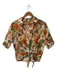 Floral Tie-Front Short Sleeves