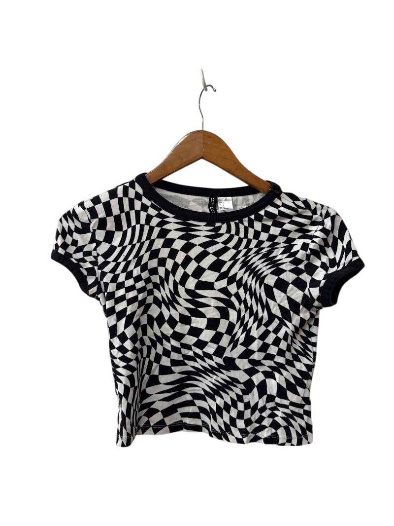 Divided by H & M Checkered Crop Top Short Sleeves