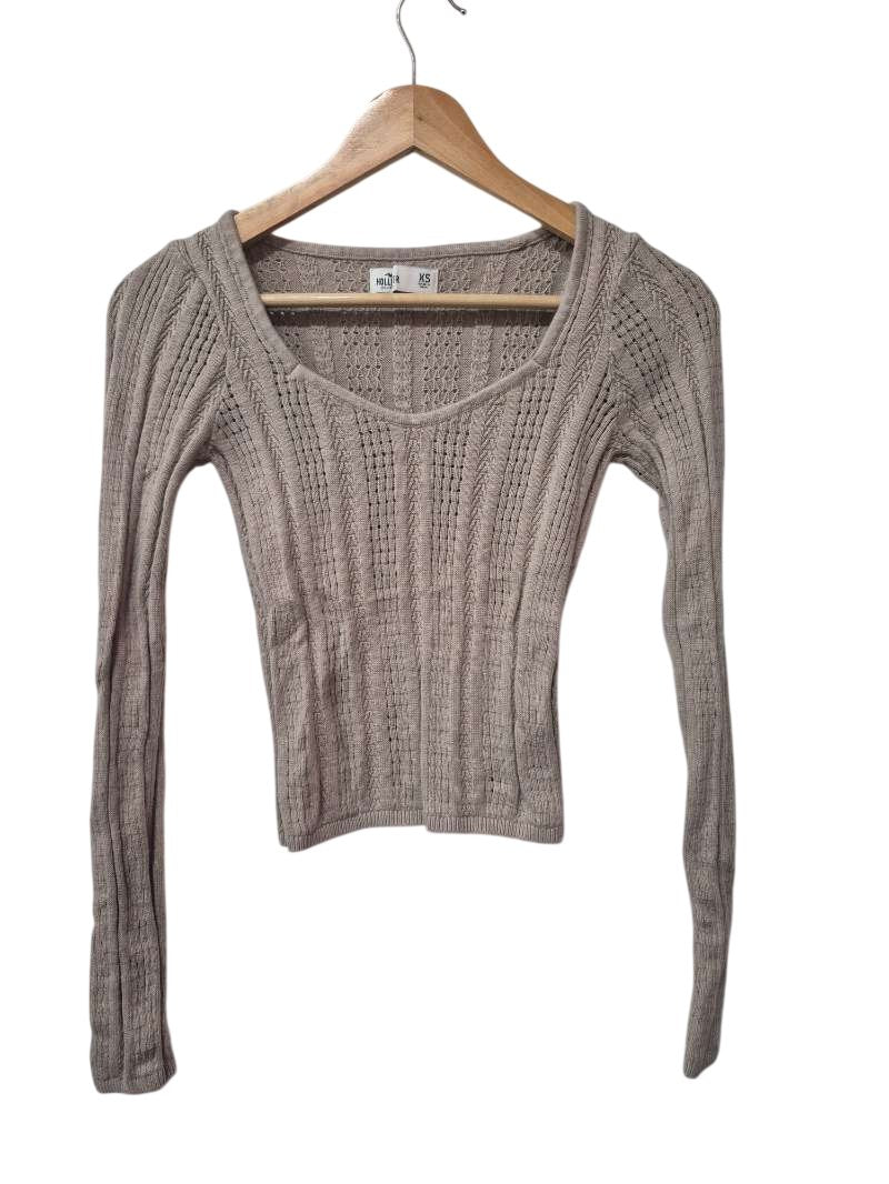 Hollister Ribbed Scoop Neck Long Sleeves
