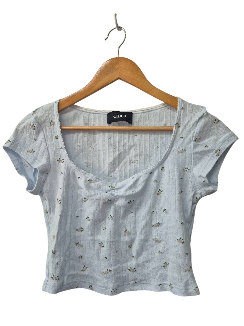 Cider Floral Ribbed Short Sleeves