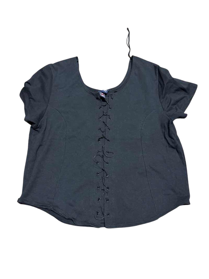Derek Heart Lace-Up Blouse Vintage
