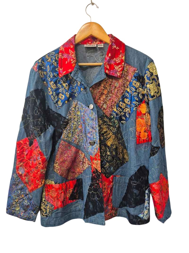 Chicos Patchwork Denim Jacket Vintage