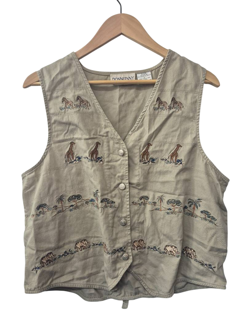 Donnkenny Safari Print Vest Vintage