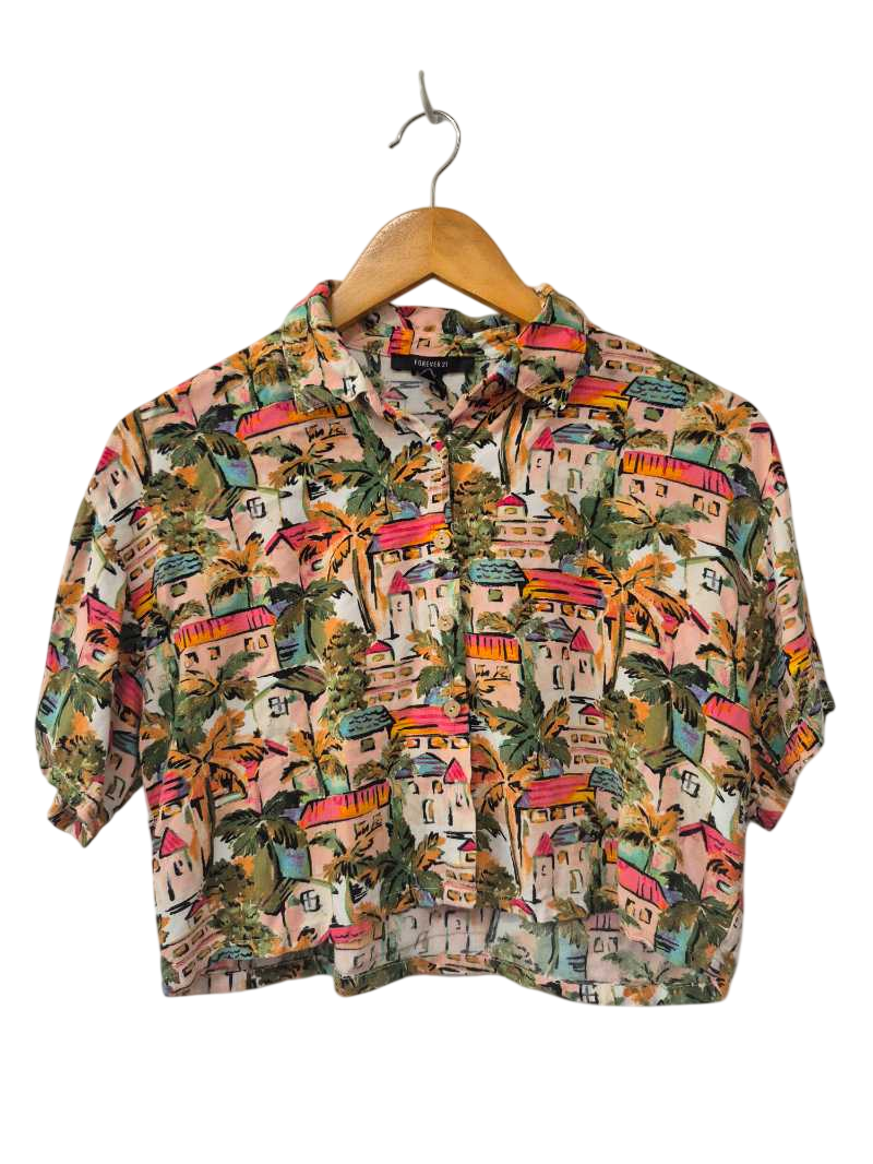 Forever 21 Printed Button-Up Short Sleeves
