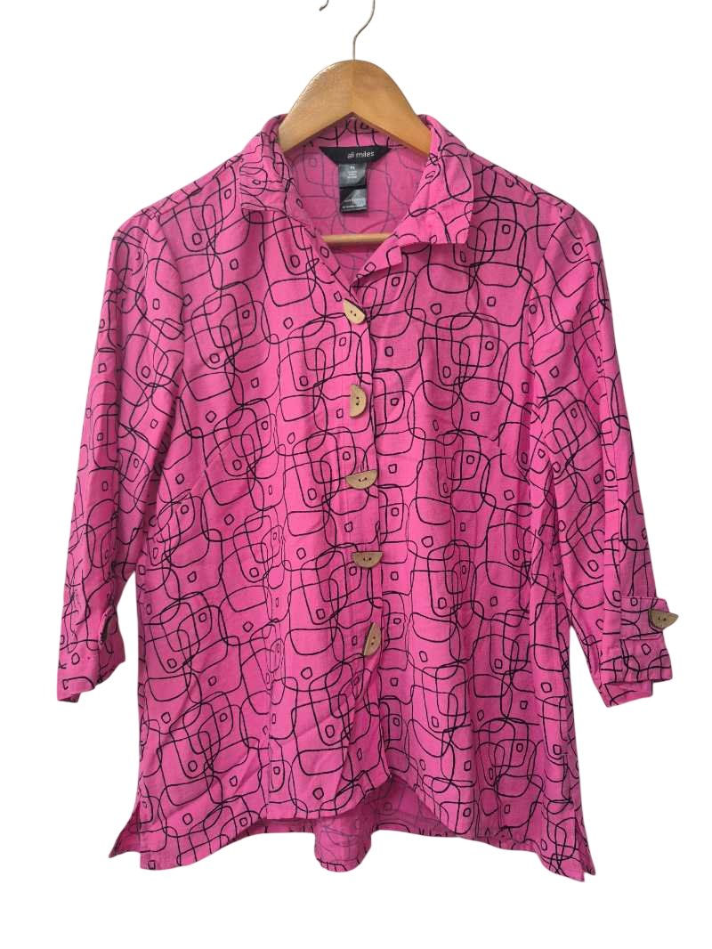 Ali Miles Button Front Short Sleeves