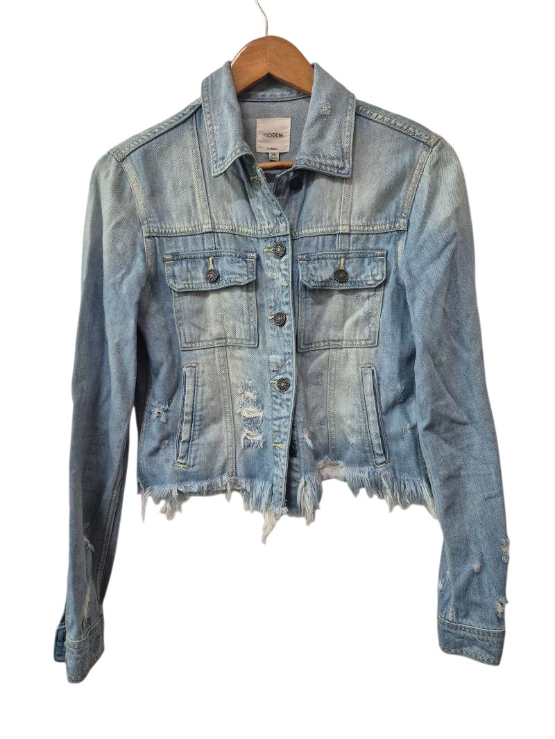 Hidden Distressed Denim Jacket Outerwear