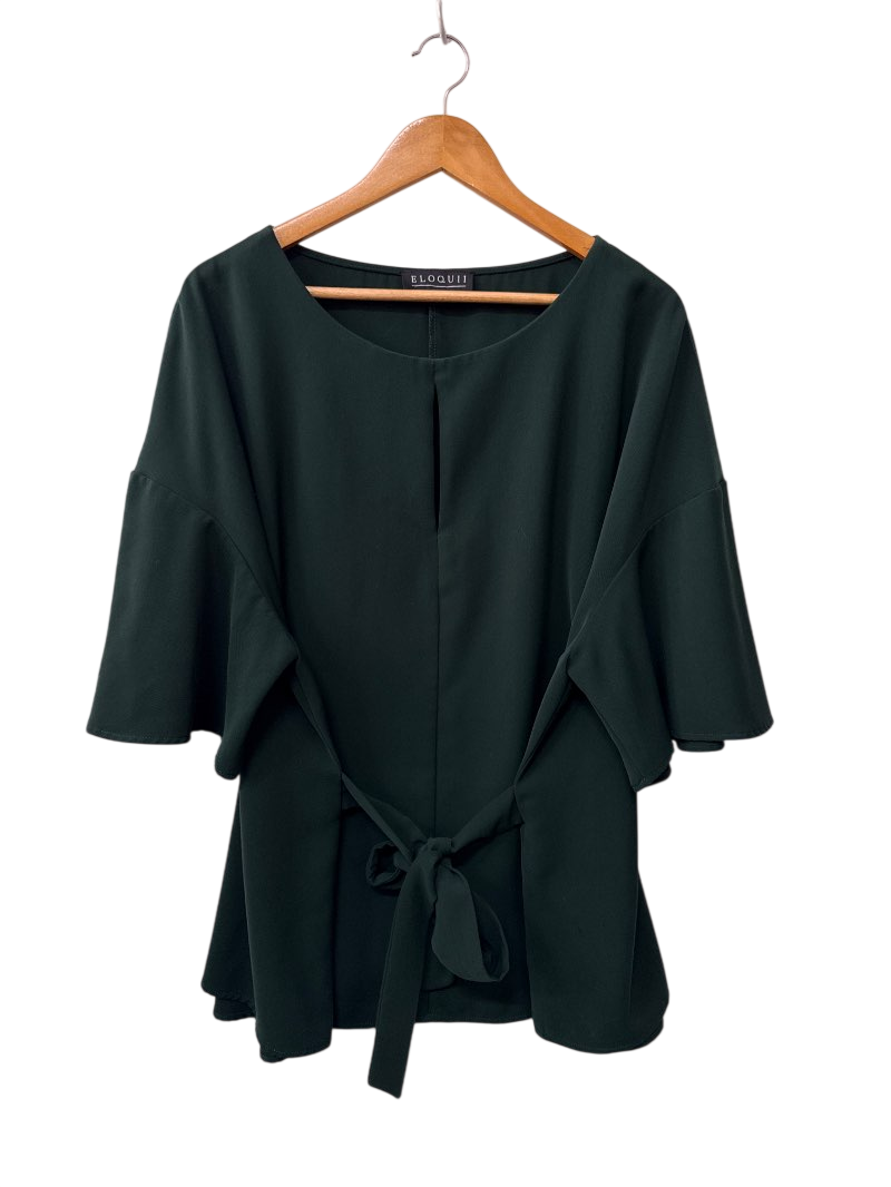 ELOQUII  Tie-Waist Blouse Short Sleeves