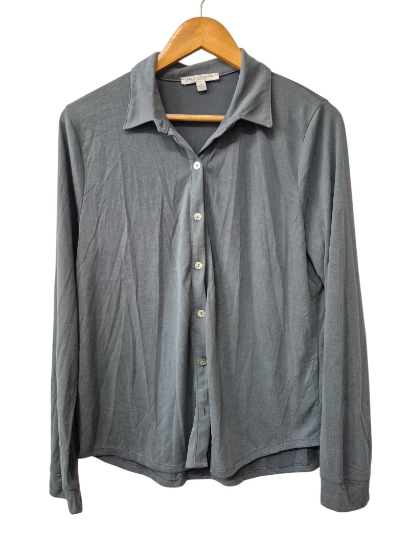 Green Envelope Button-Up Shirt Long Sleeves